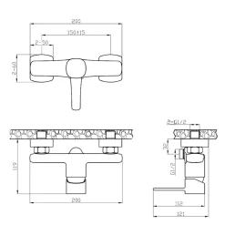 Invena Laiton Dore Robinet Douche Salle de Bain Levier Unique Mural Melangeur