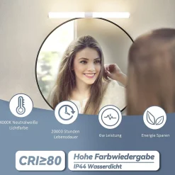 Nettlife Lampe de miroir de salle de bain LED 40 cm 6 W IP44 4 000 K