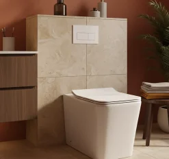 Laneri WC au Sol Edge Rim - Cuvette Rimless sans bride Blanc Brillant FIL Mural design carré - Abattant Soft-Close
