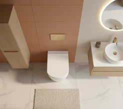 Wc À Poser|Laneri WC AU SOL Série Moon - Cuvette Rimless sans bride Blanc Brillant FIL Mural - Abattant Soft-Close