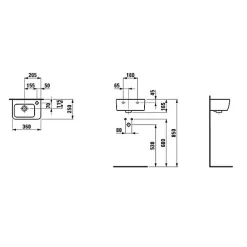 Laufen Pro Lave-mains 36x25 cm avec trou pour robinetterie sur la droite, Blanc (H8169550001061)