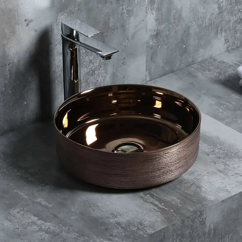Poalgi Lavabo à poser CILIN céramique 36x12x36 cm cuivre