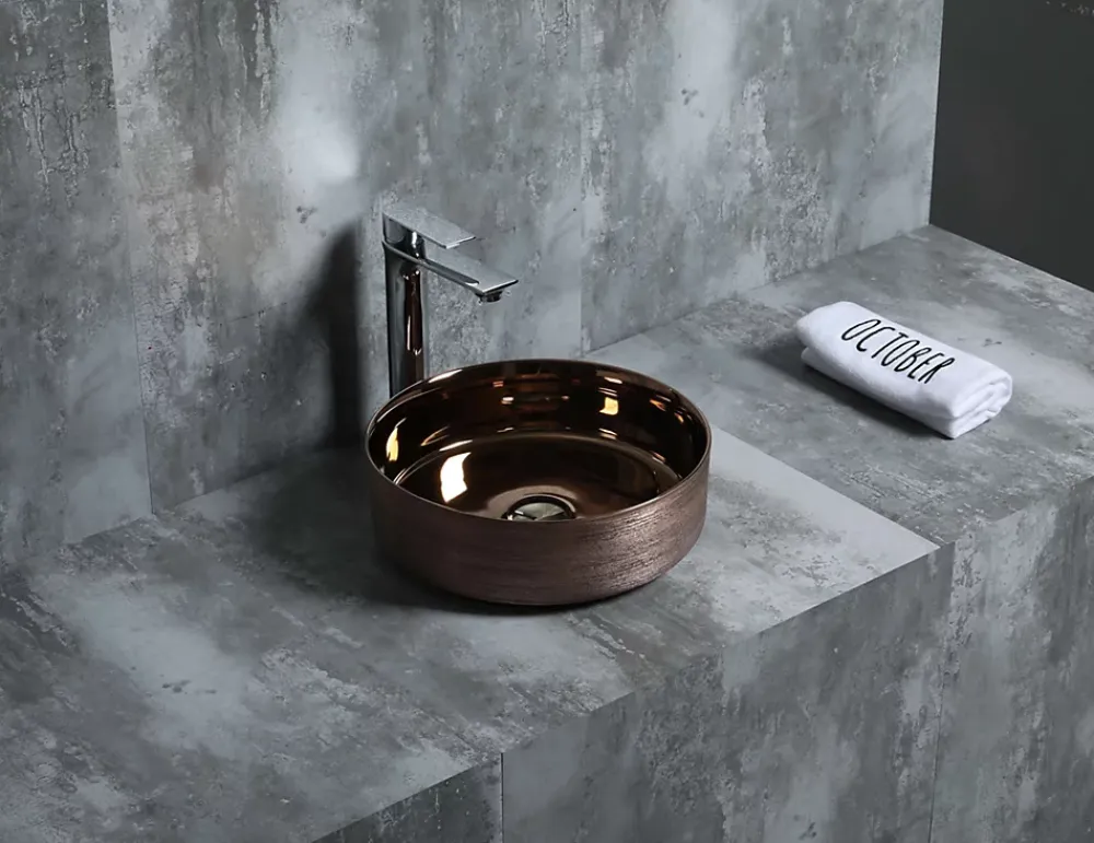 Poalgi Lavabo à poser CILIN céramique 36x12x36 cm cuivre