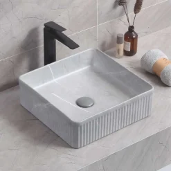Poalgi Lavabo à poser CORINTO IBI céramique 37,5x13x37,5 cm gris pietra