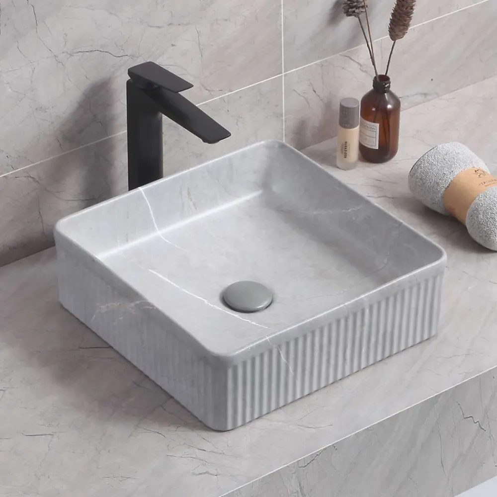 Poalgi Lavabo à poser CORINTO IBI céramique 37,5x13x37,5 cm gris pietra