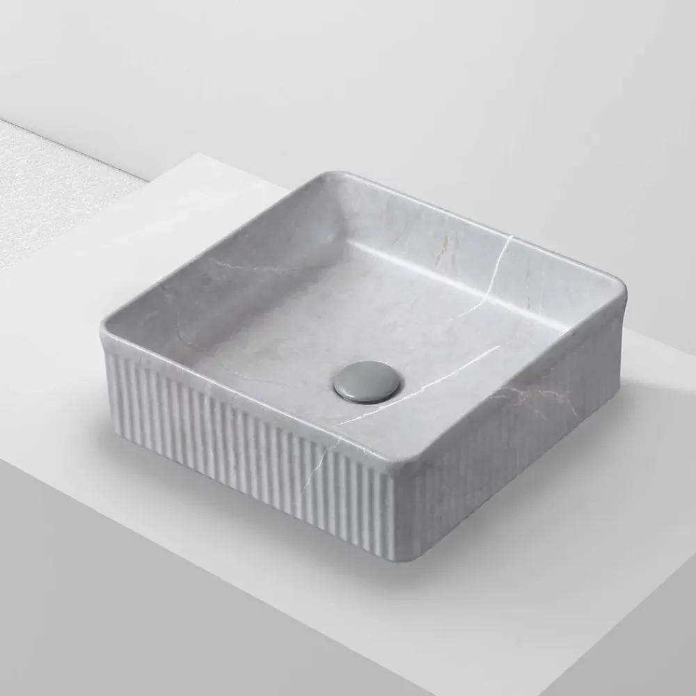Poalgi Lavabo à poser CORINTO IBI céramique 37,5x13x37,5 cm gris pietra