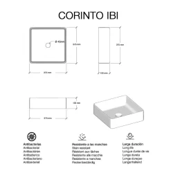 Poalgi Lavabo à poser CORINTO IBI céramique 37,5x13x37,5 cm gris pietra