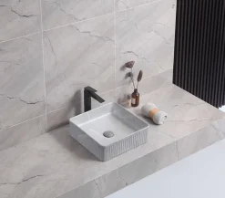 Poalgi Lavabo à poser CORINTO IBI céramique 37,5x13x37,5 cm gris pietra