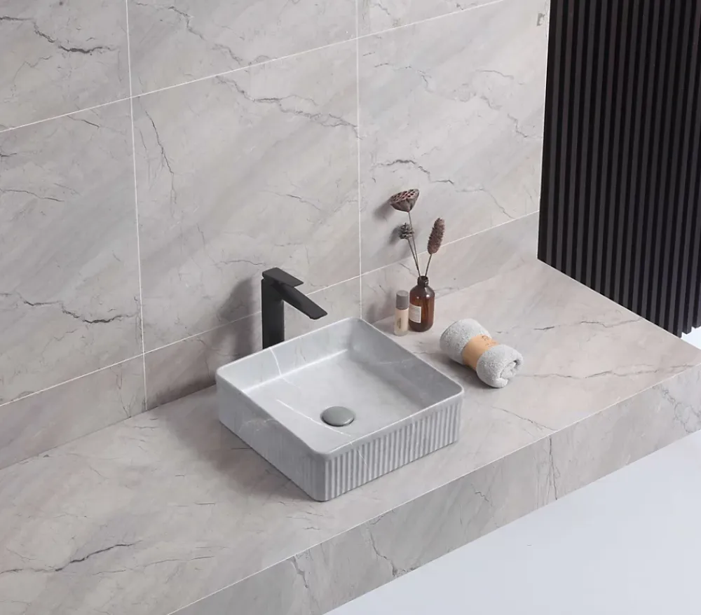 Poalgi Lavabo à poser CORINTO IBI céramique 37,5x13x37,5 cm gris pietra