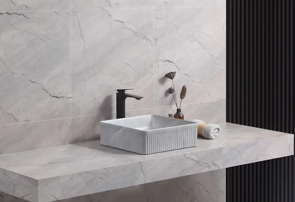 Poalgi Lavabo à poser CORINTO IBI céramique 37,5x13x37,5 cm gris pietra