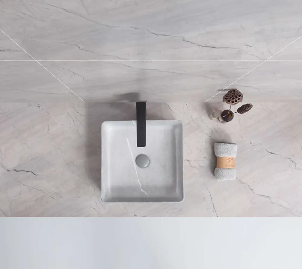 Poalgi Lavabo à poser CORINTO IBI céramique 37,5x13x37,5 cm gris pietra