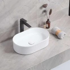 Poalgi Lavabo à poser CORINTO OVALO céramique 49,5x13x31 cm blanc