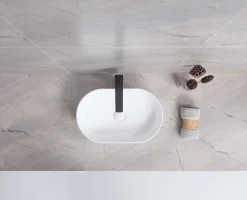 Poalgi Lavabo à poser CORINTO OVALO céramique 49,5x13x31 cm blanc