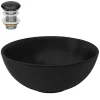 Vasque À Poser|Ml-Design Lavabo à poser rond noir mat céramique avec garniture de vidage