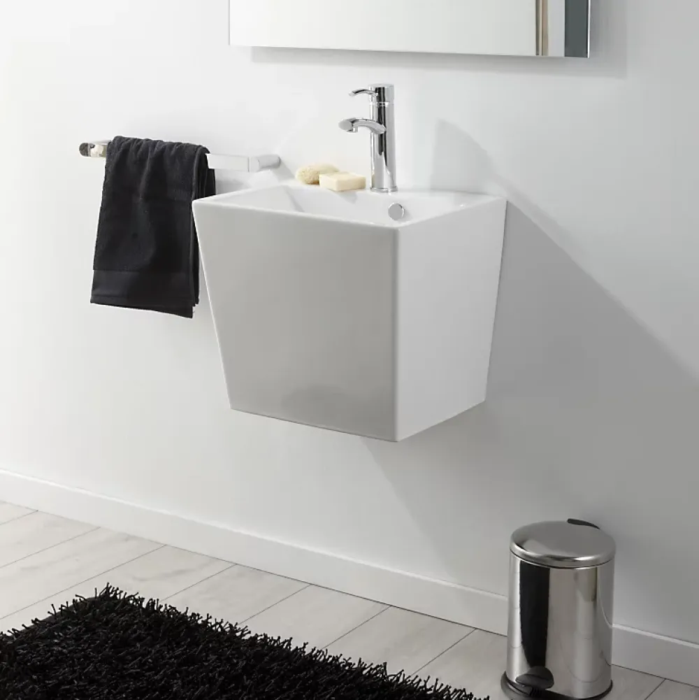 Lavabo|Planète Bain Lavabo à suspendre en céramique rectangle blanc contemporain