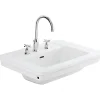 Sanindusa Lavabo a encastrer céramique traditionnelle 3 trous Vintage blanc