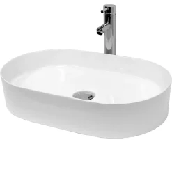 ECD Germany Lavabo +a poser ceramique vasque lave-mains salle de bain ovale blanc 605x380 mm