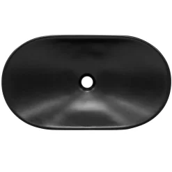 Vasque À Poser|Luxebath Lavabo a poser en ceramique noir moderne avec garniture de vidage 630x360x155 mm