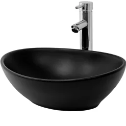 Ml-Design Lavabo a poser noir ceramique lave-mains salle de bain toilette 410x335x145 mm