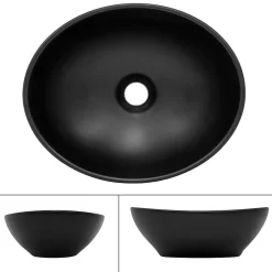 Ml-Design Lavabo a poser noir ceramique lave-mains salle de bain toilette 410x335x145 mm