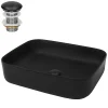 Ml-Design Lavabo a poser noir mat en céramique avec garniture de vidage 510x405x135 mm
