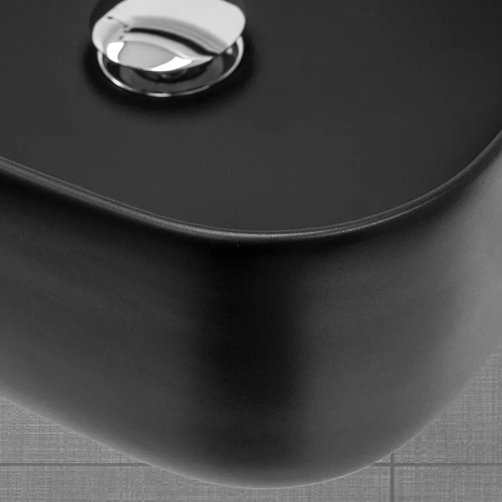 Ml-Design Lavabo a poser noir mat en céramique avec garniture de vidage 510x405x135 mm