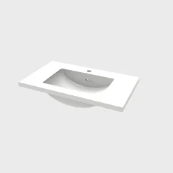 Plan Simple Vasque|AICA Sanitaire Lavabo blanc 81x47x17.5 cm, Lavabo rectangulaire en marbre artificiel,
