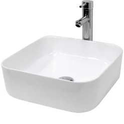 ECD Germany Lavabo carré ceramique vasque a poser salle de bain lave-mains blanc 390x390 cm