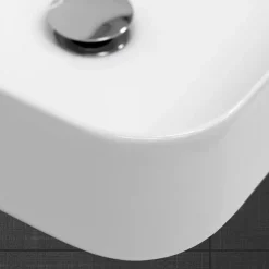 ECD Germany Lavabo carré ceramique vasque a poser salle de bain lave-mains blanc 390x390 cm
