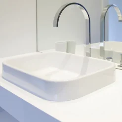 ECD Germany Lavabo carré ceramique vasque a poser salle de bain lave-mains blanc 390x390 cm