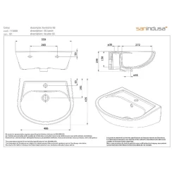 Sanindusa Lavabo 55cm Aveiro céramique traditionnelle Cetus blanc