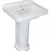 Sanindusa Lavabo 68cm céramique traditionnelle Vintage blanc (compatible avec la colonne Vintage non incluse)