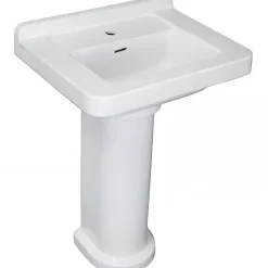 Sanindusa Lavabo 68cm céramique traditionnelle Vintage blanc (compatible avec la colonne Vintage non incluse)
