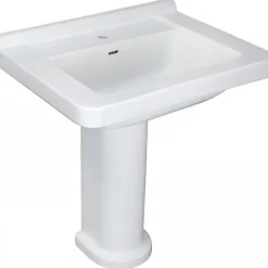 Sanindusa Lavabo 68cm céramique traditionnelle Vintage blanc (compatible avec la colonne Vintage non incluse)