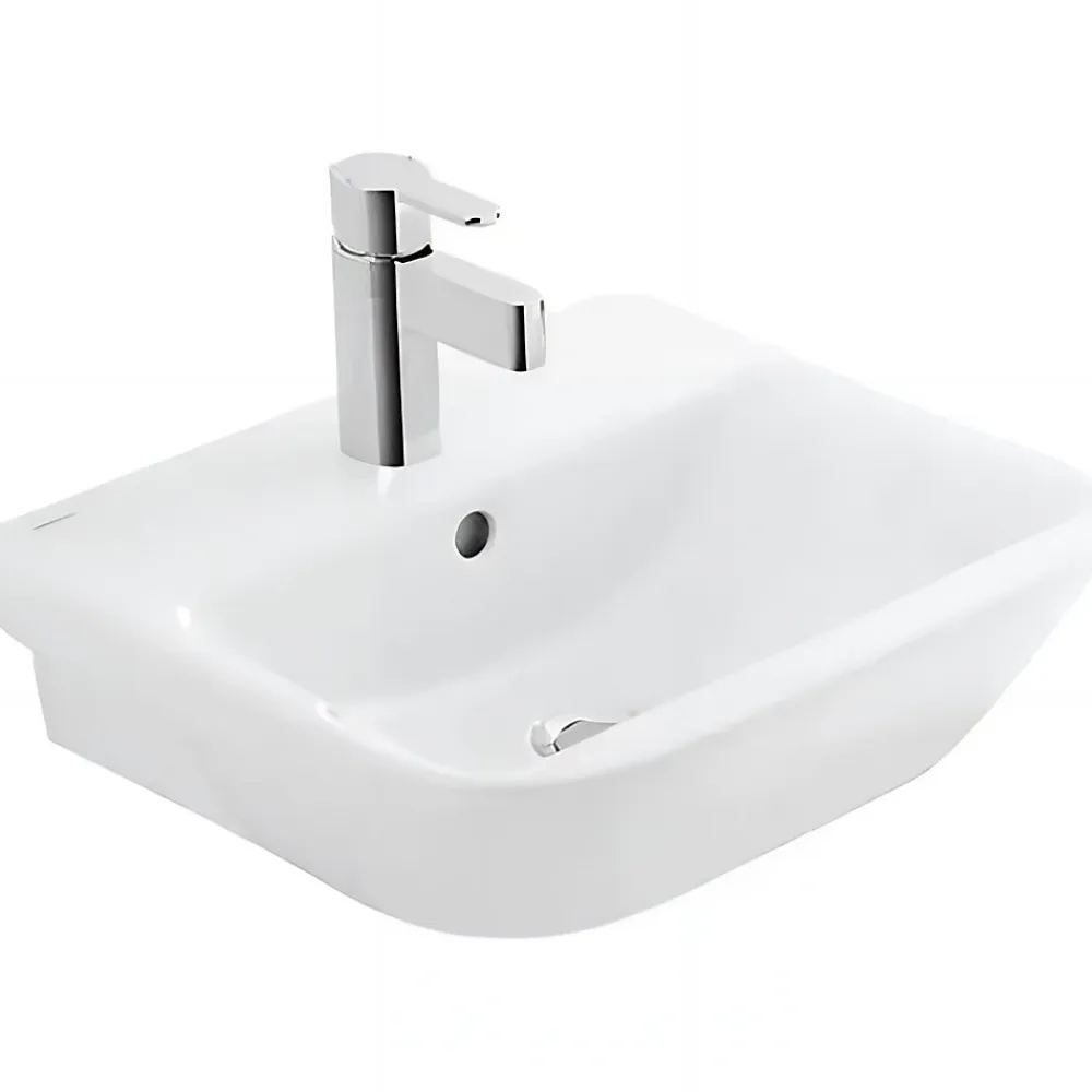 Lavabo|Sanindusa Lavabo 56cm mural céramique traditionnelle Look 56x45 blanc (robinet et vidage non inclus)