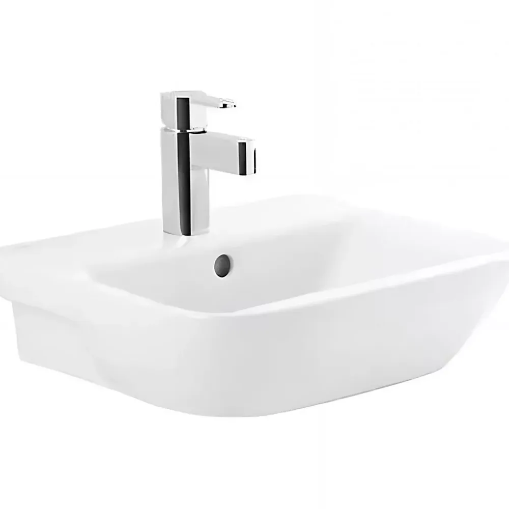 Lavabo|Sanindusa Lavabo 56cm mural céramique traditionnelle Look 56x45 blanc (robinet et vidage non inclus)