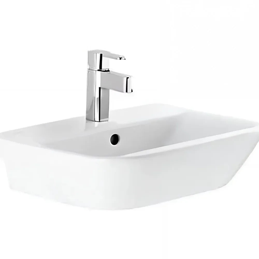 Lavabo|Sanindusa Lavabo 56cm mural céramique traditionnelle Look 56x45 blanc (robinet et vidage non inclus)