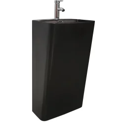 Homesight Lavabo colonne en céramique à poser, l.46 x H.85 x P.34 cm, noir, Elmo
