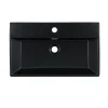 Luxebath Lavabo céramique noir avec garniture de vidage lave-mains moderne 605x365 mm