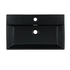 Luxebath Lavabo céramique noir avec garniture de vidage lave-mains moderne 605x365 mm