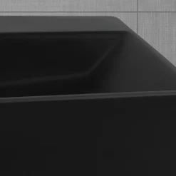 Luxebath Lavabo céramique noir avec garniture de vidage lave-mains moderne 605x365 mm