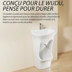 Lavabo|Dileci Lavabo d'ablutions Méca - Bassin Lavage des pieds Wudu Blanc -