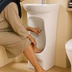 Lavabo|Dileci Lavabo d'ablutions Méca - Bassin Lavage des pieds Wudu Blanc -