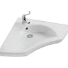 Sanindusa Lavabo d'angle mural PMR extra plat normes handicapé porcelaine vitrifée NewWCCare blanc