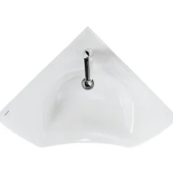 Sanindusa Lavabo d'angle mural PMR extra plat normes handicapé porcelaine vitrifée NewWCCare blanc