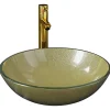 Helloshop26 Lavabo de bain avec robinet et verre transparent