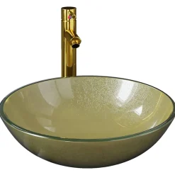 Helloshop26 Lavabo de bain avec robinet et verre transparent