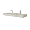 Kiamami Valentina Lavabo De Salle De Bain Avec 2 Vasques 120 Cm En Hpl Effet Glace