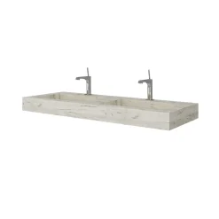 Kiamami Valentina Lavabo De Salle De Bain Avec 2 Vasques 120 Cm En Hpl Effet Glace