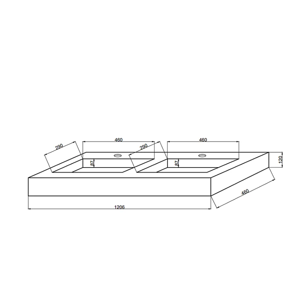 Kiamami Valentina Lavabo De Salle De Bain Avec 2 Vasques 120 Cm En Hpl Effet Glace